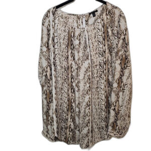 Sami & Jo Women's XL Brown Design Flowy Peasant Boho Blouse